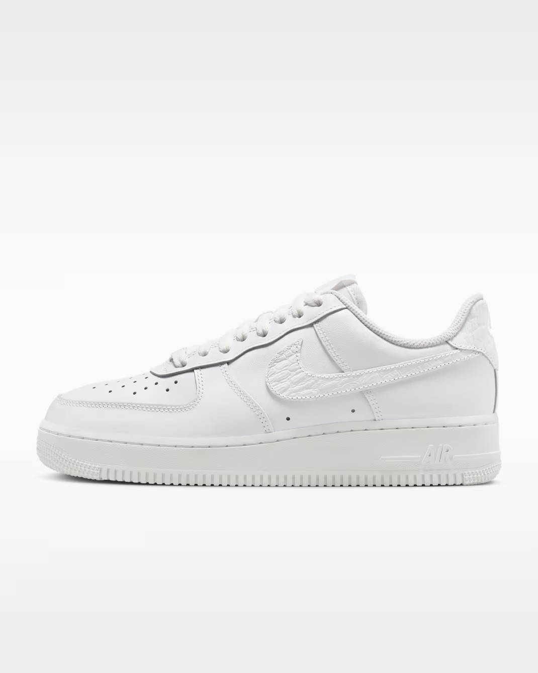 IO4837-100 Nike Air Force 1 Low Pebble Croc White (Women's)