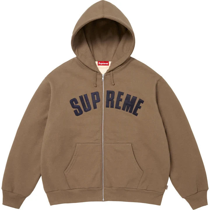 Supreme Arc Thermal Lined Zip Up Hooded Sweatshirt Brown
