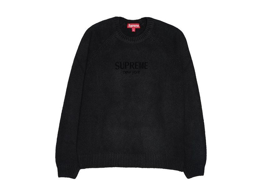 Supreme Flocked Logo Sweater Black