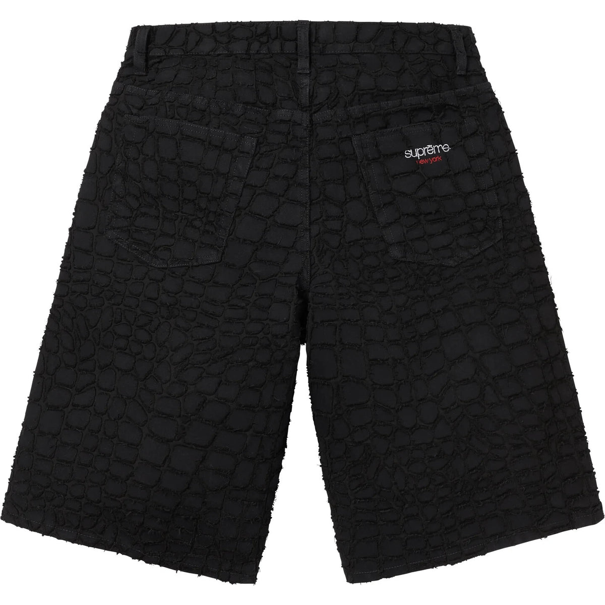 Supreme Frayed Croc Baggy Denim Short Black