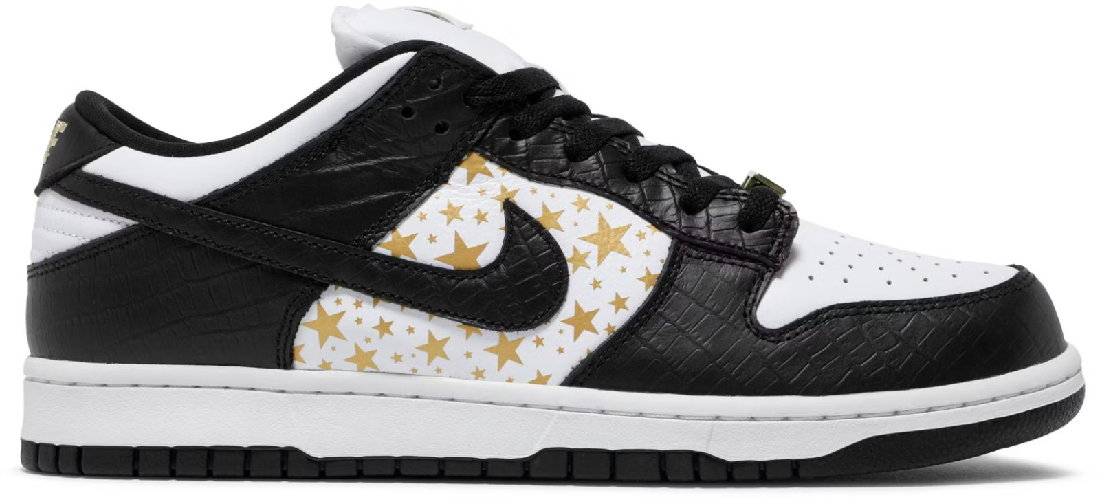 DH3228-102 Supreme à Nike SB Dunk Low OG QS Gold Stars "White/Black" (Men's)