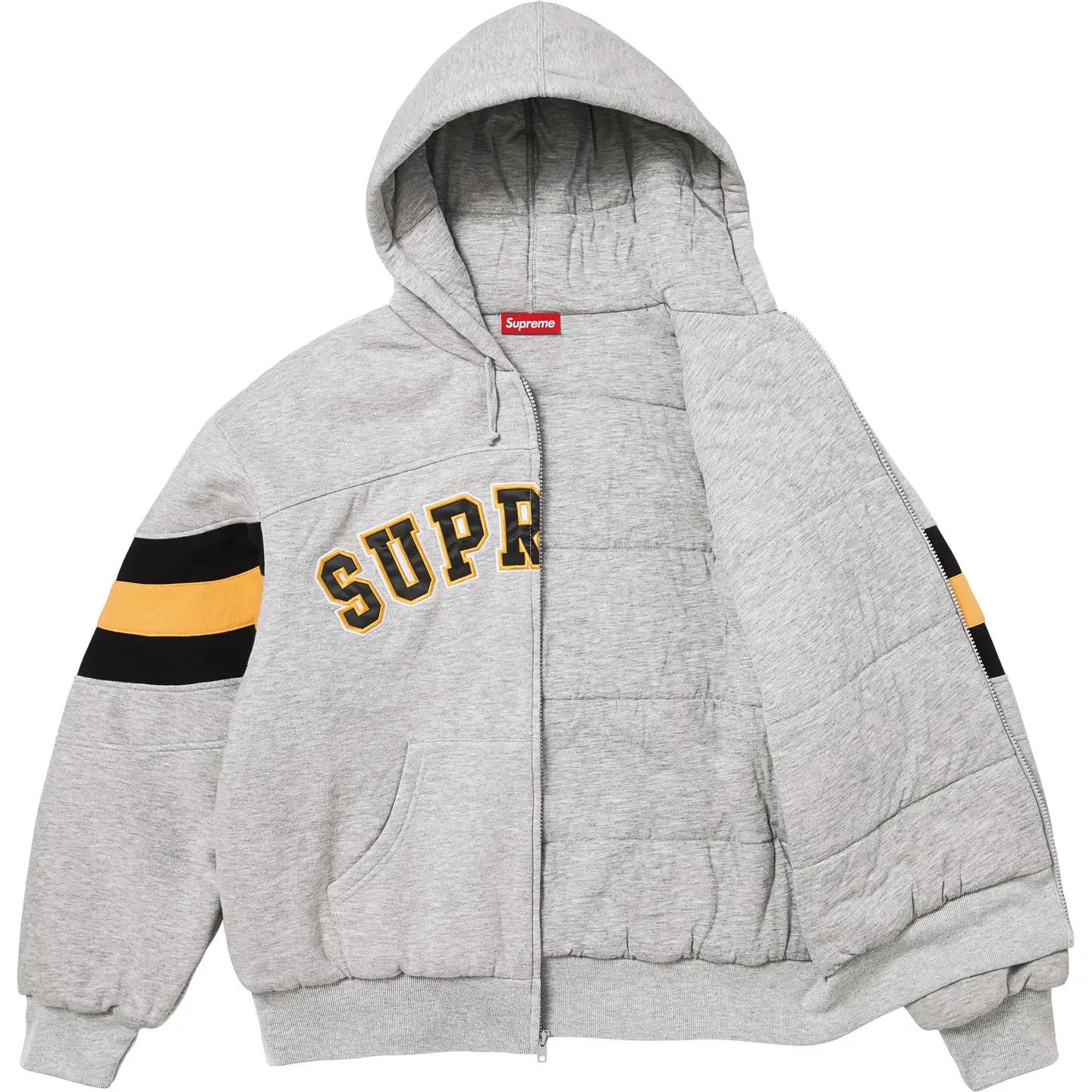 Supreme Filled Zip Up Hooded Sweatshirt Heather Grey