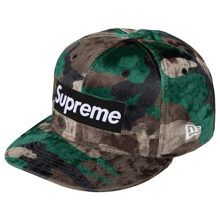Supreme Crushed Velvet Box Logo New Era Woodland Camo