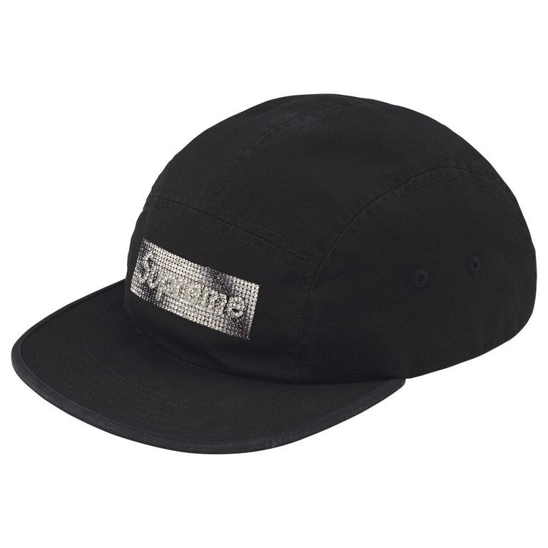 Supreme Rhinestone Label Camp Cap Black