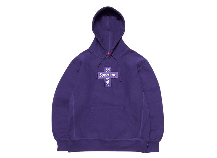 Supreme Cross Box Logo Hooded Sweatshirt Purple