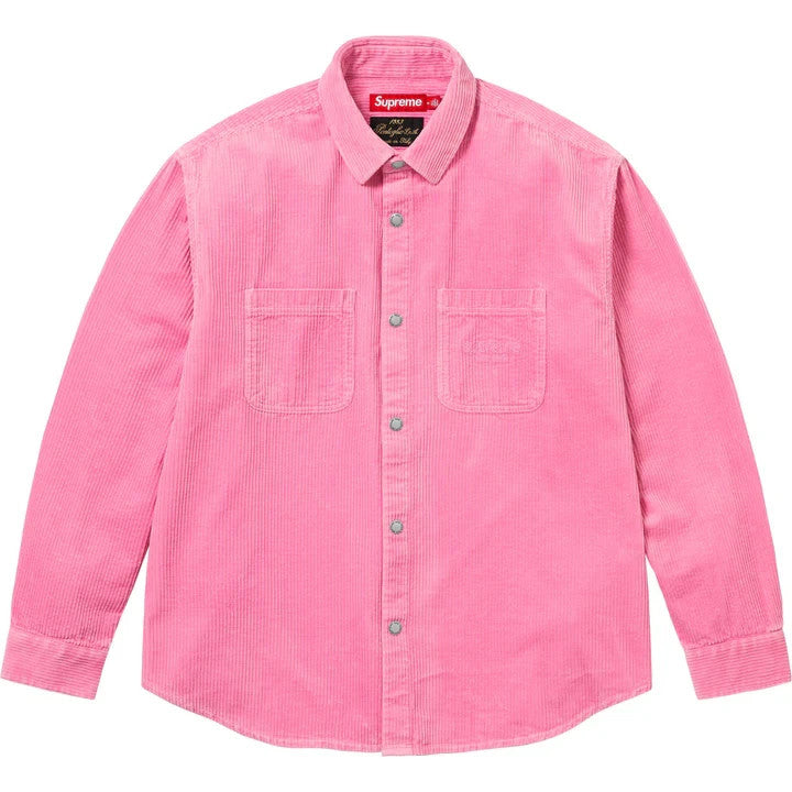 Supreme Wide Wale Corduroy Snap Shirt Pink