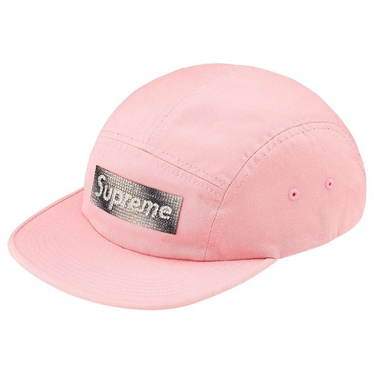 Supreme Rhinestone Label Camp Cap Pink
