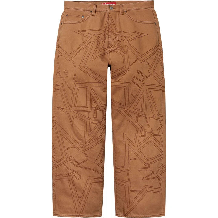 Supreme Stars Topstitch Baggy Jean Brown