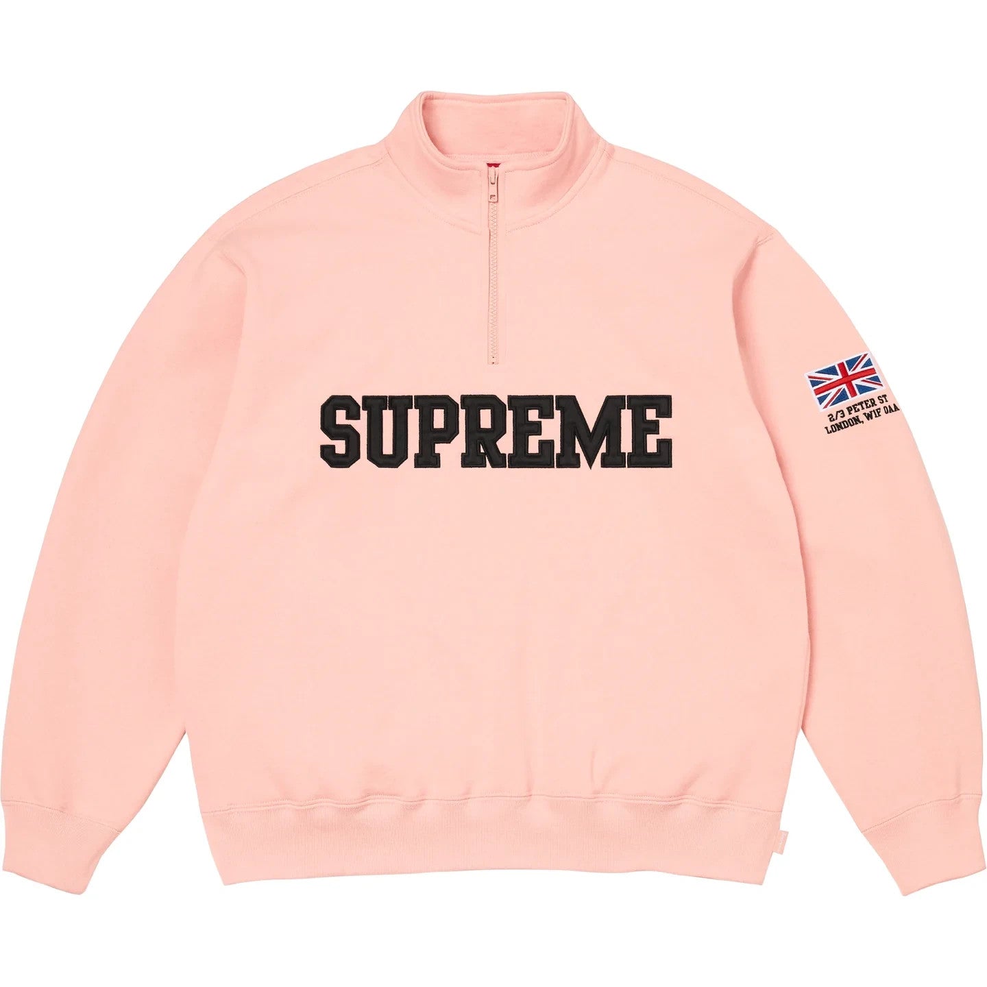 Supreme Shop Flag Half Zip Pullover (London) Light Pink