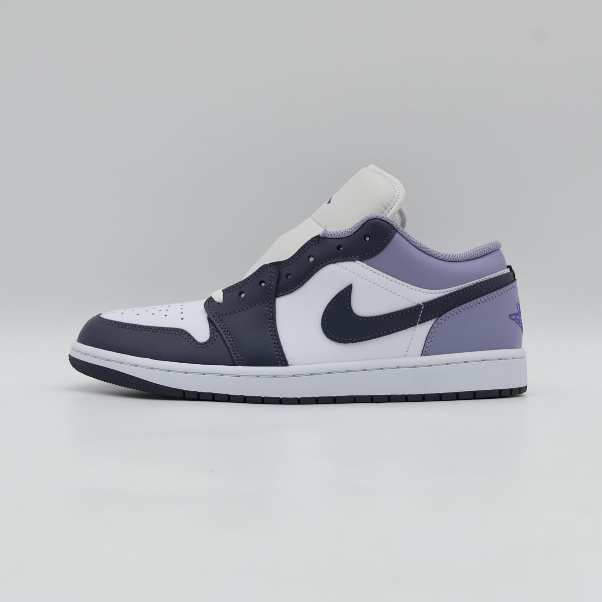 553558-145 Nike Air Jordan 1 Low White Dark Blue Grey Purple Comet Indigo (Men's