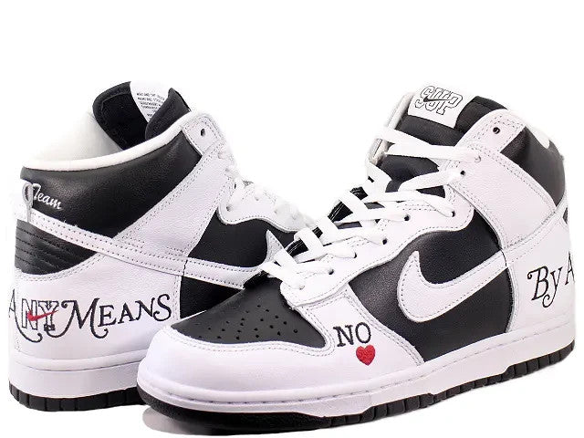DN3741-002 Supreme à Nike SB Dunk High By Any Means "White Black" (Men's)