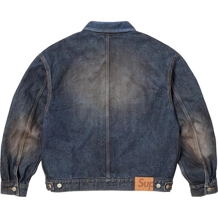Supreme Distressed Selvedge Trucker Jacket Washed Indigo
