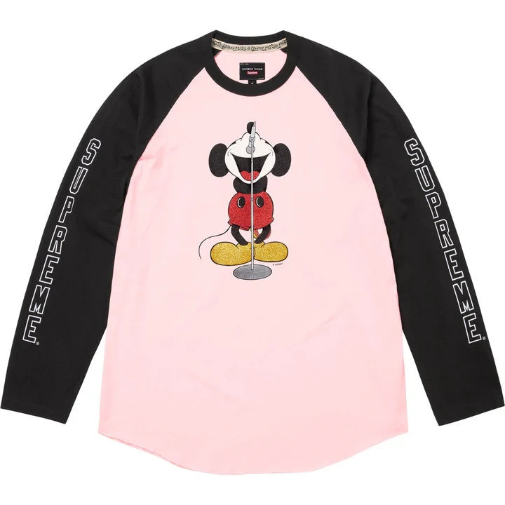 Supreme Number (N)ine Mickey Mouse Raglan L/S Top Pink