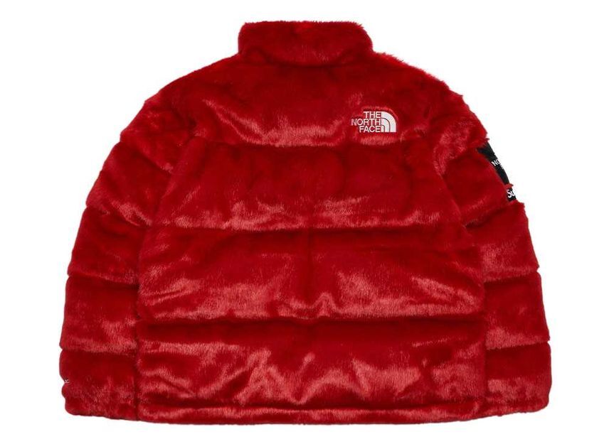 Supreme The North Face Faux Fur Nuptse Jacket Red