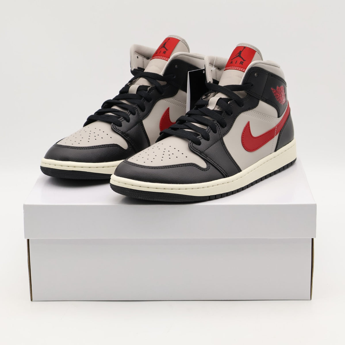 BQ6472-060 Nike WMNS Air Jordan 1 Mid Black Grey Gym Red