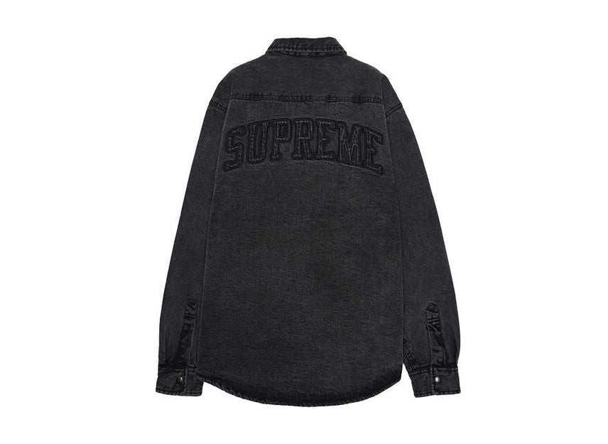Supreme Faux Shearling Lined Work Shirt Black Denim