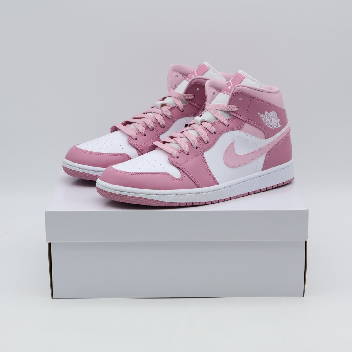 BQ6472-605 Nike Women's Air Jordan 1 Mid Elemental PinkIced Carmine (Women's)