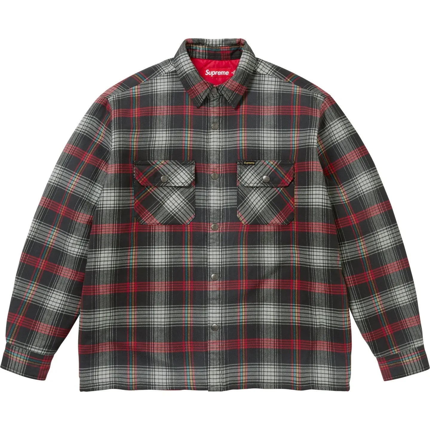Supreme Quilted Lined Flannel Snap Shirt Black