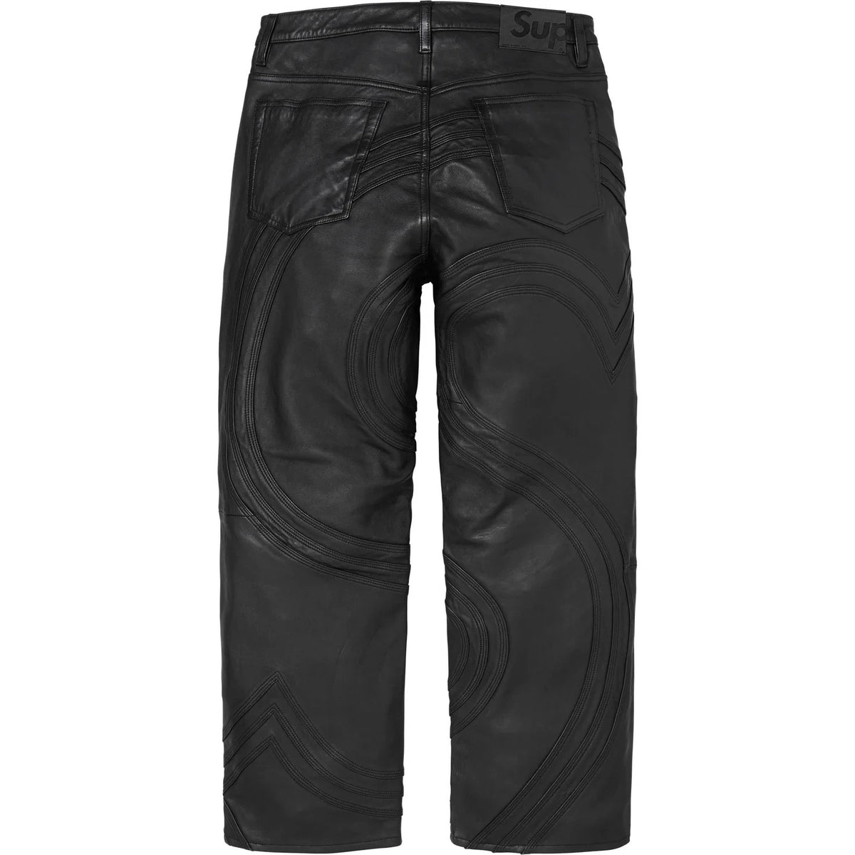 Supreme S Logo Leather Baggy 5-Pocket Jean Black