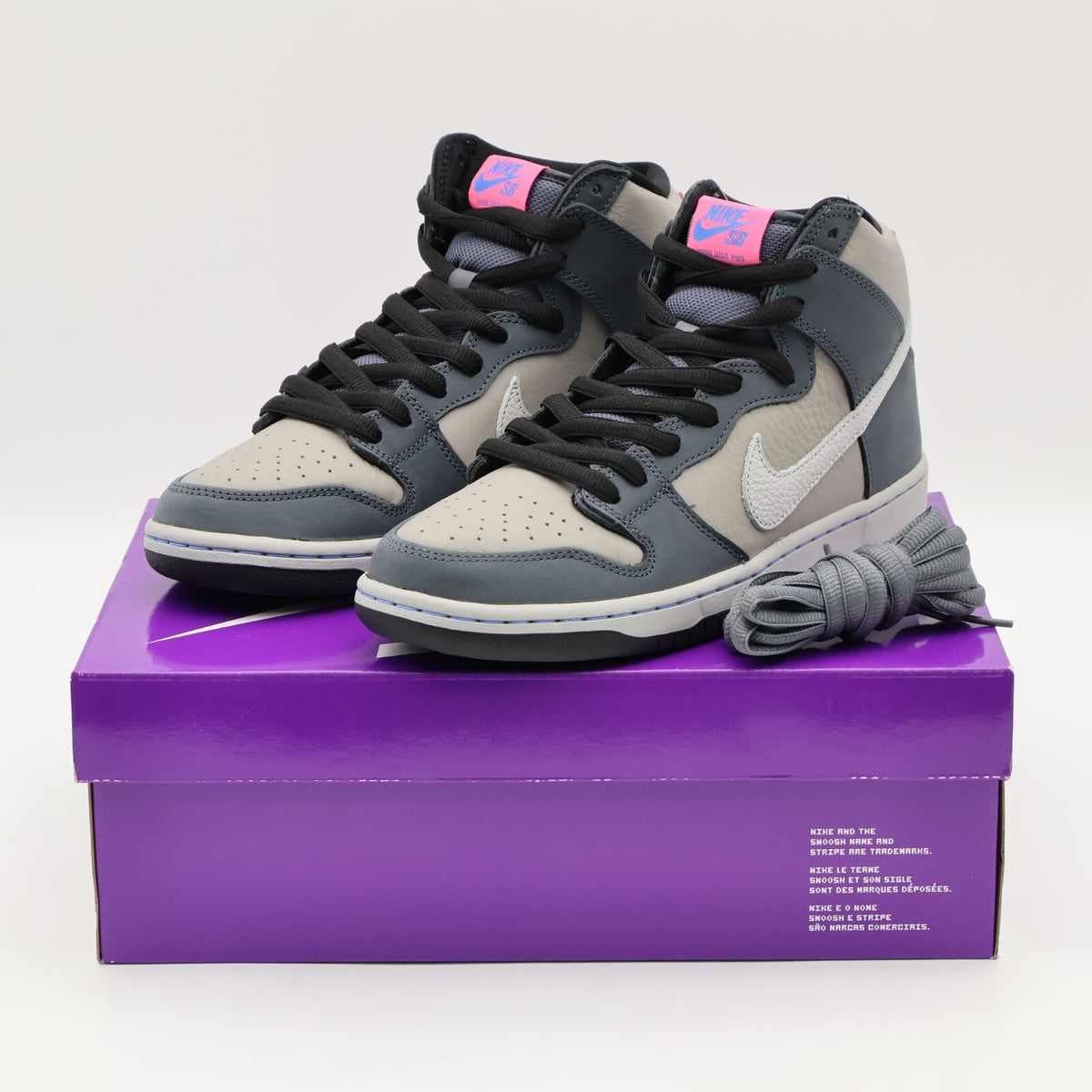 DJ9800-001 Nike SB Dunk High Pro Medium Grey Pink Flint Flamingo Gray Fog