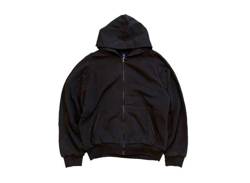 YEEZY GAP Doubleface Wide Silhouette Zip Up Sweat Hoodie Black