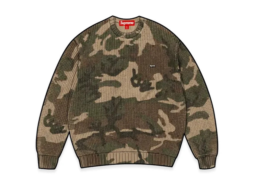 Supreme Washed Small Box Waffle Sweater "Woodland Camo"