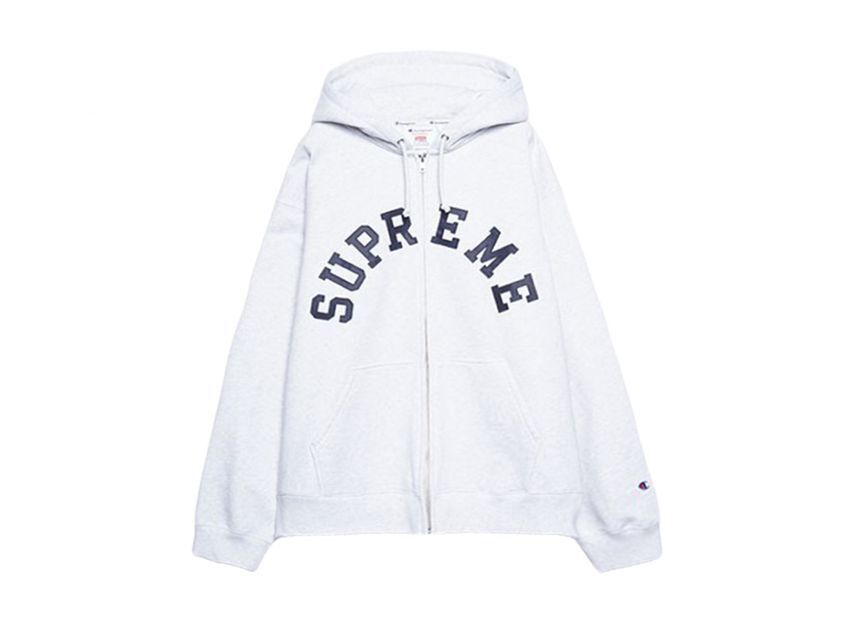 Supreme Champion Zip Up Hooded Sweatshirt Ash Grey