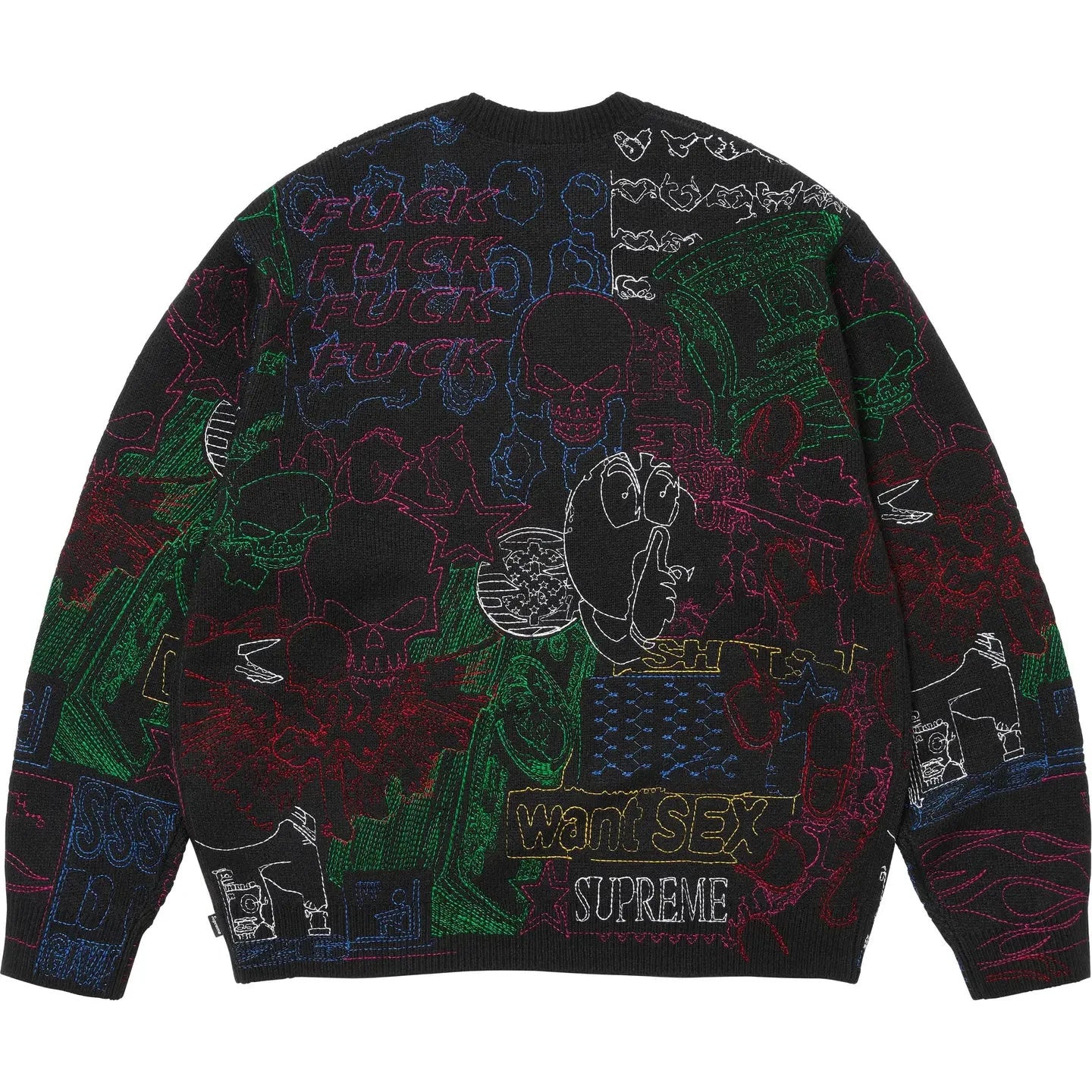 Supreme Collage Embroidered Sweater Black