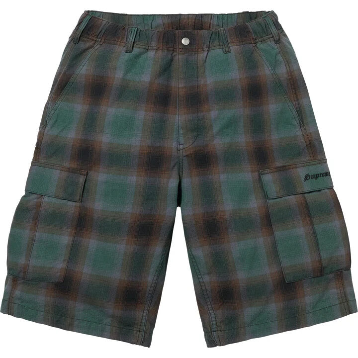 Supreme Shadow Plaid Cargo Short Green