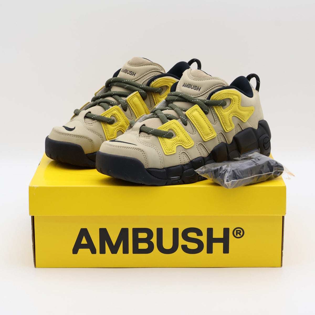 FB1299-200 AMBUSH Nike Air More Uptempo Low Vivid Sulfur Limestone (Men's)