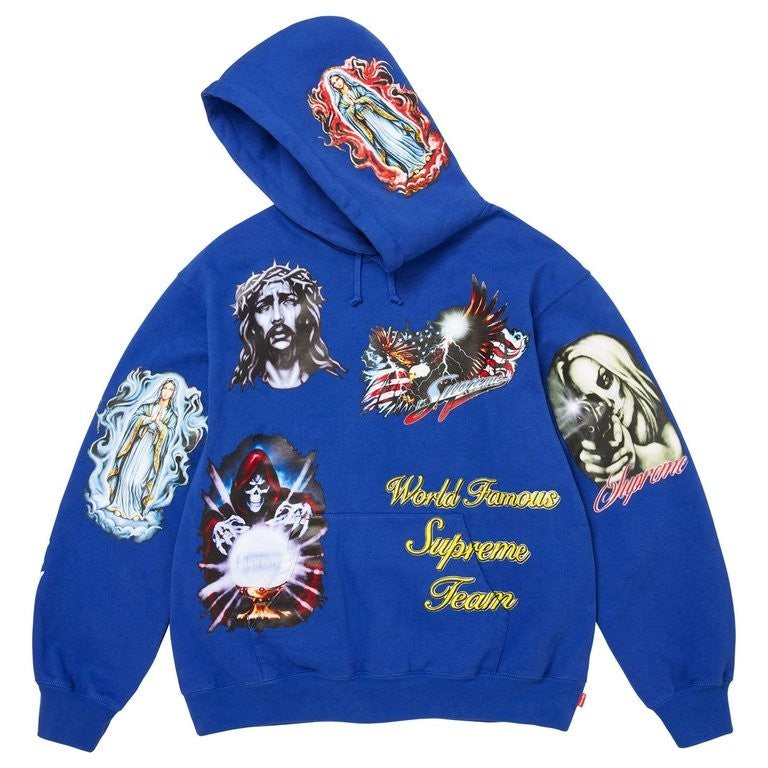 Supreme Stickers Hooded Sweatshirt Royal