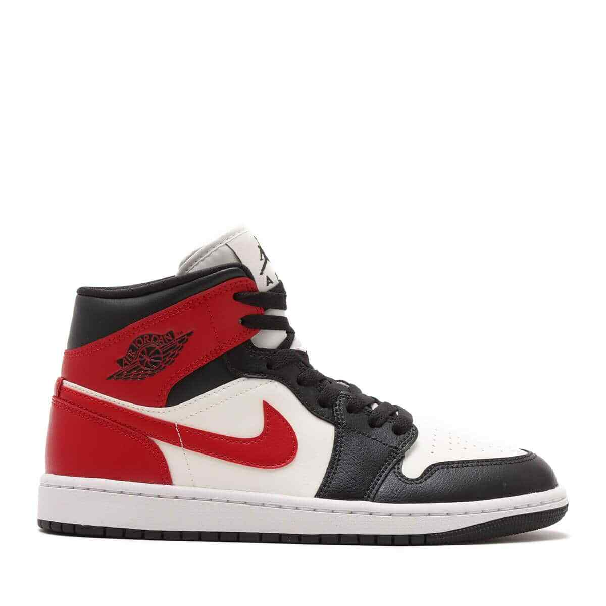 BQ6472-160 Nike Air Jordan 1 Mid Sail Off Noir White Gym Red (Women's)