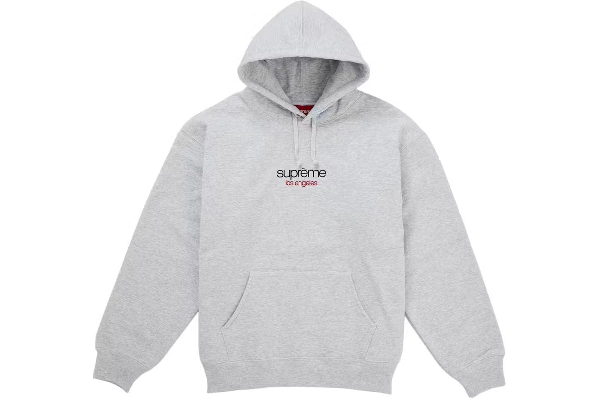 Supreme Classic Logo Shop Hooded Sweatshirt (Los Angels) Heather Grey