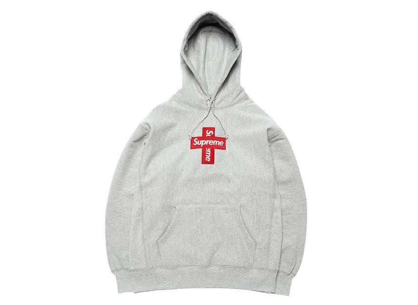 Supreme Cross Box Logo Hooded Sweatshirt Grey