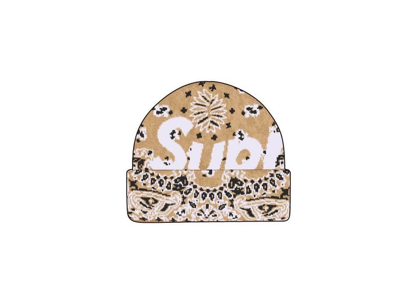 Supreme Bandana Big Logo Beanie Khaki