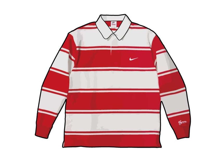Supreme x Nike Stripe Rugby Red