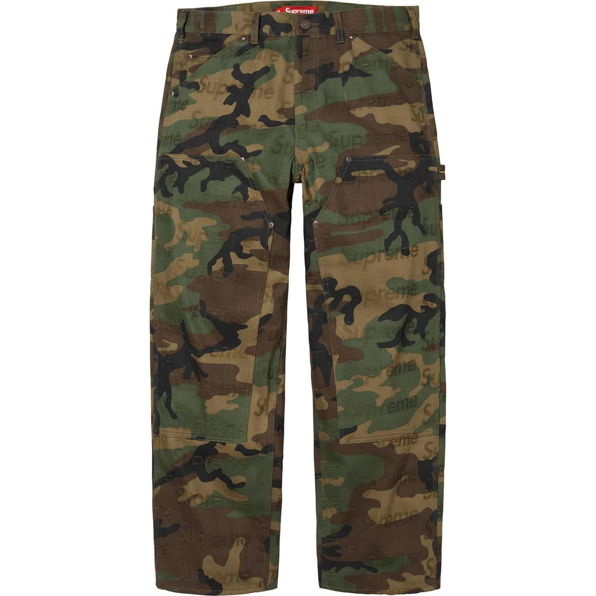 Supreme Jacquard Logos Double Knee Denim Painter Jean Woodland Camo