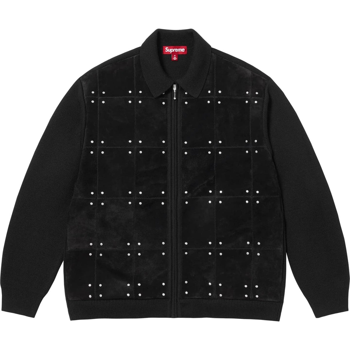 Supreme Studded Suede Zip Up Cardigan Black