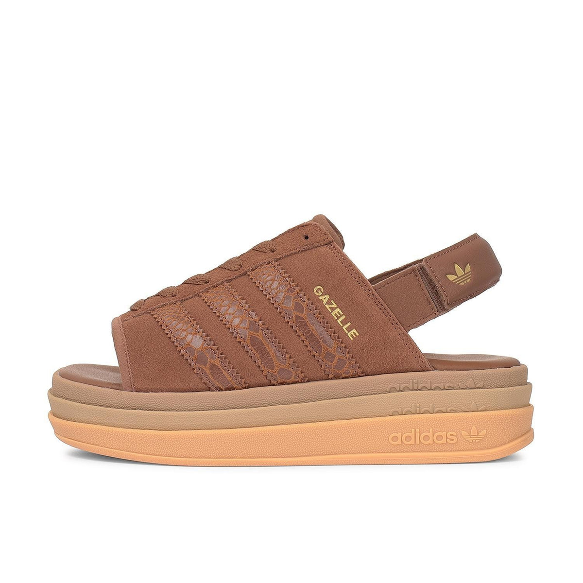 IH6633 adidas Gazelle Bold Sandals Preloved Brown Gold Metallic (Women's)