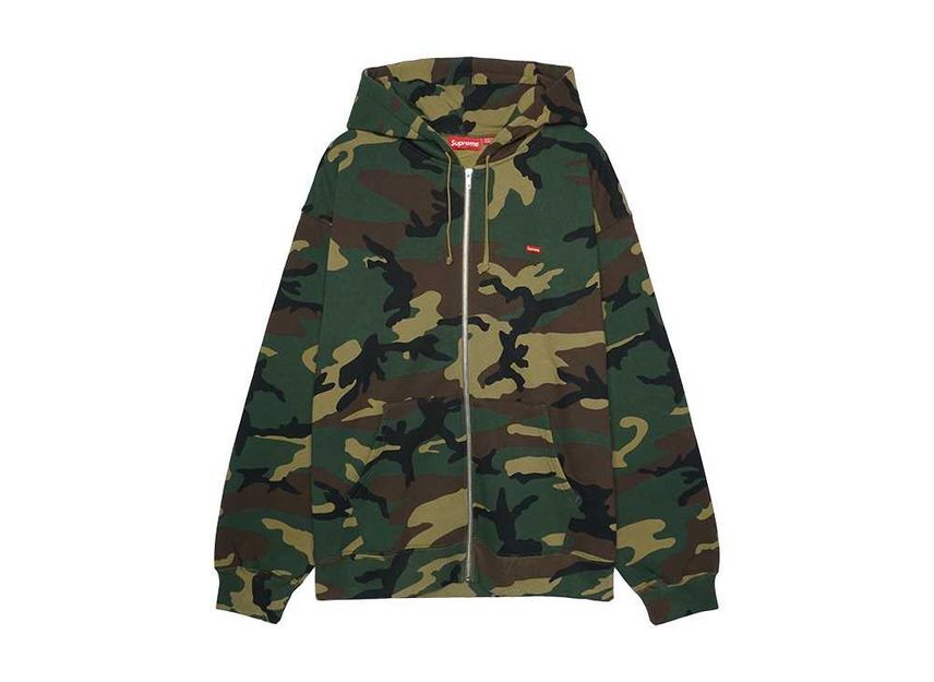 Supreme Small Box Zip Up Hooded Sweatshirt Woodland Camo