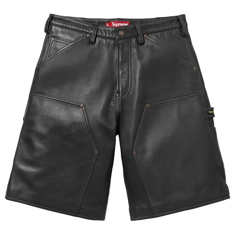 Supreme Leather Double Knee Painter Short Black