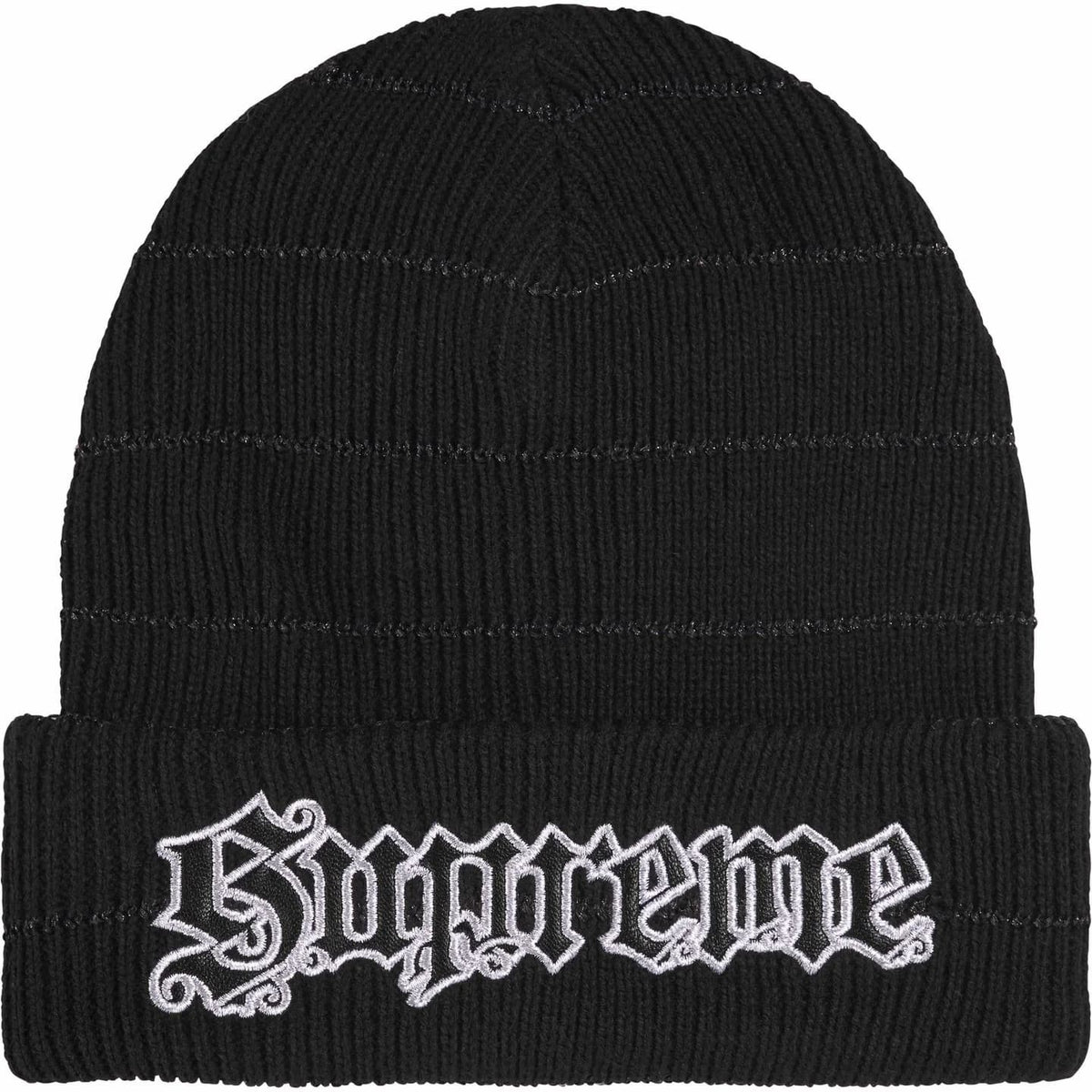 Supreme Metallic Stripe Beanie Black