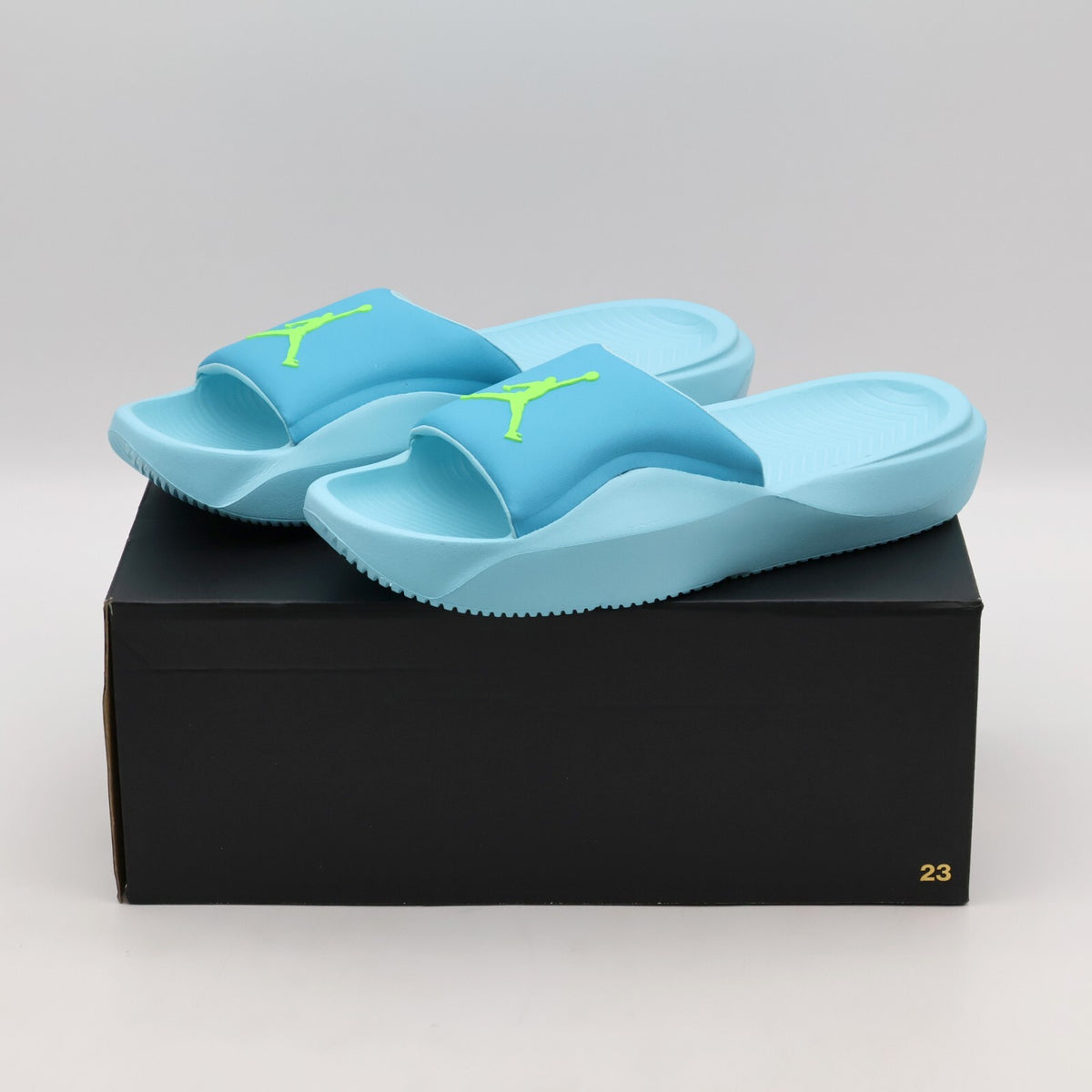 HF3263-400 Nike Jordan Franchise Slides Chlorine Blue Copa Electric Green (Men's