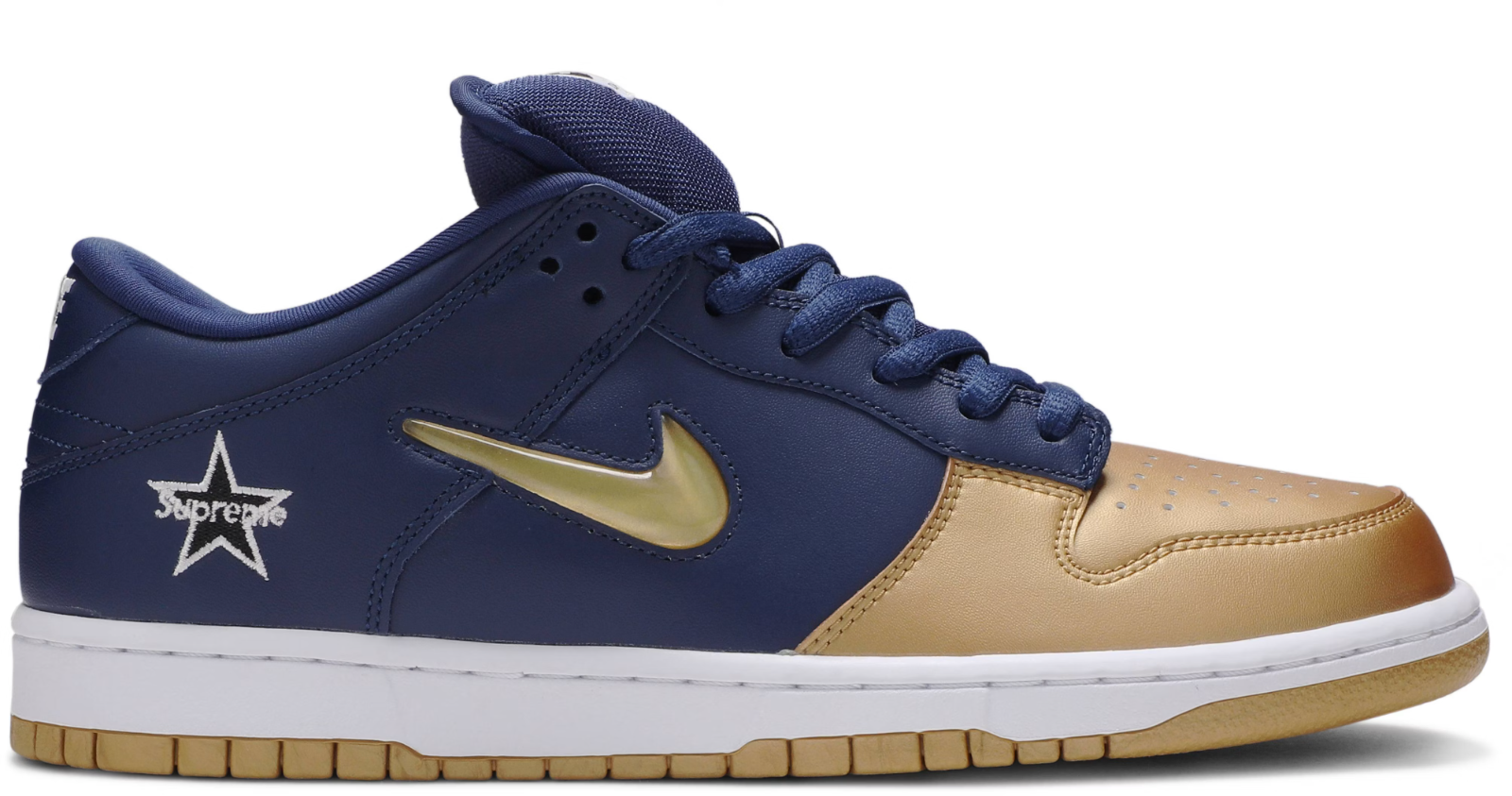 CK3480-700 Supreme à Nike SB Dunk Low OG QS "Metallic Gold/Navy" (Men's)