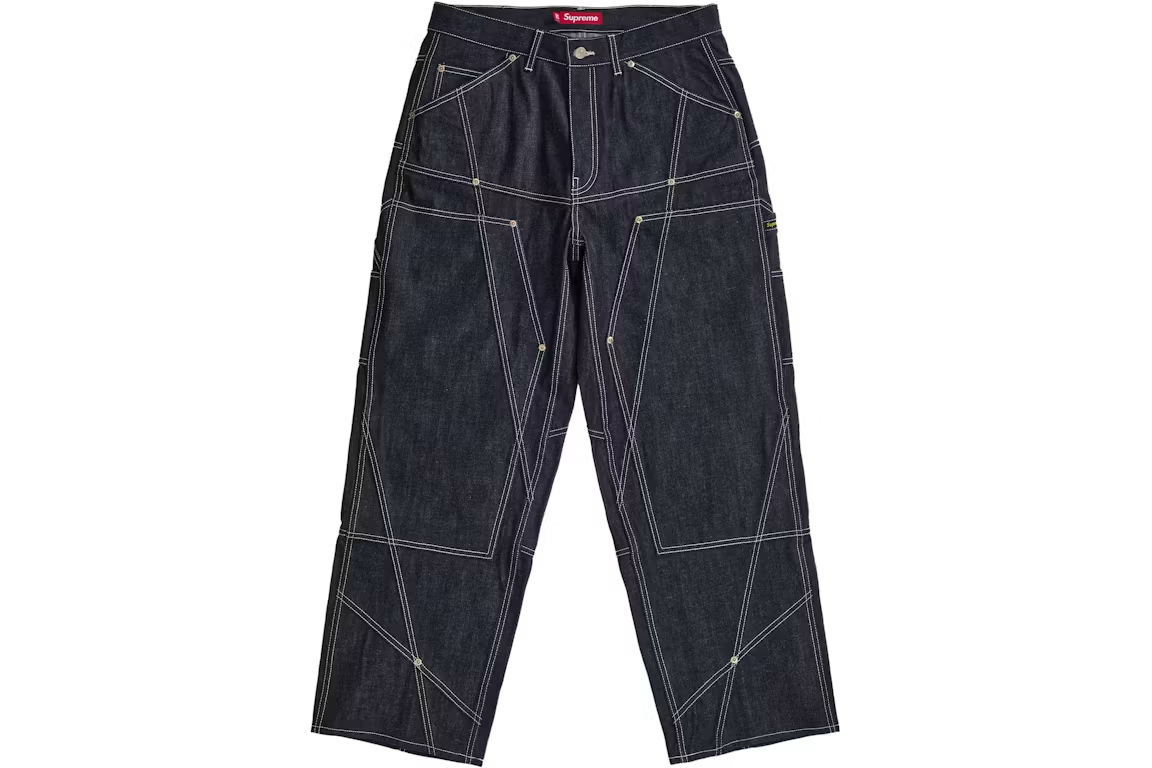 Supreme Contrast Stitch Double Knee Painter Jean Rigid Indigo