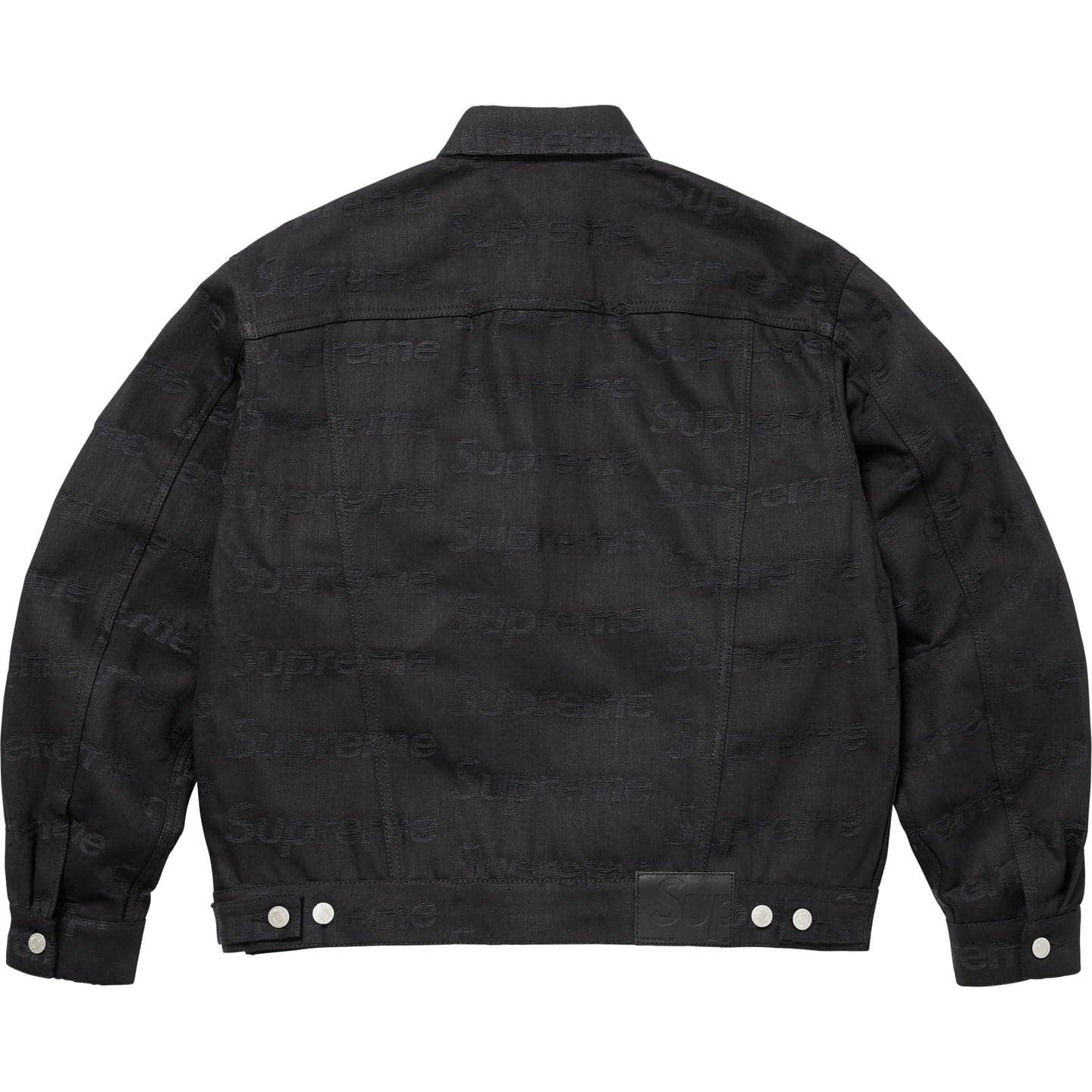 Supreme Jacquard Logos Denim Trucker Jacket Black