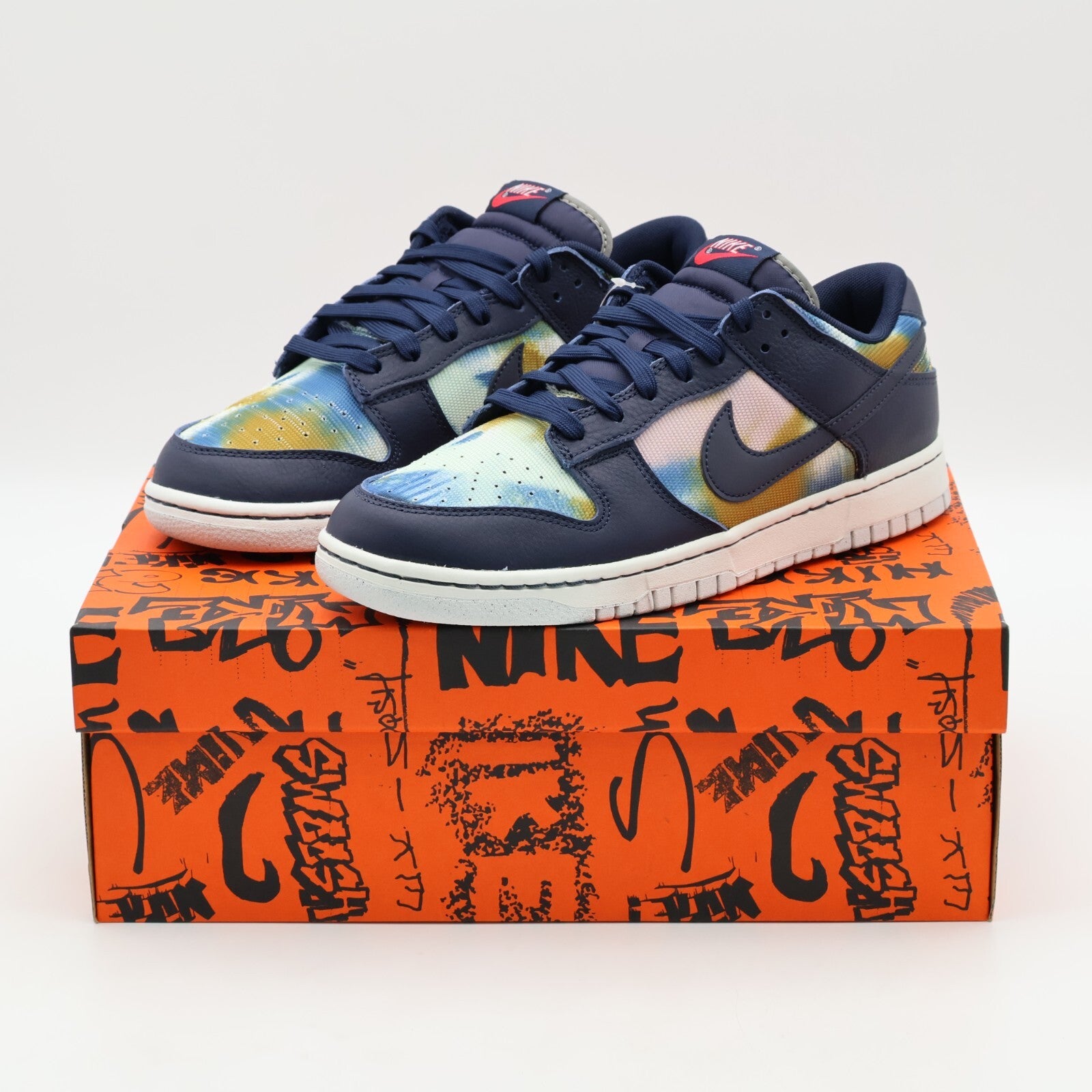 DM0108-400 Nike Dunk Low Graffiti Navy Yellow Obsidian Summit White Red (Men's)