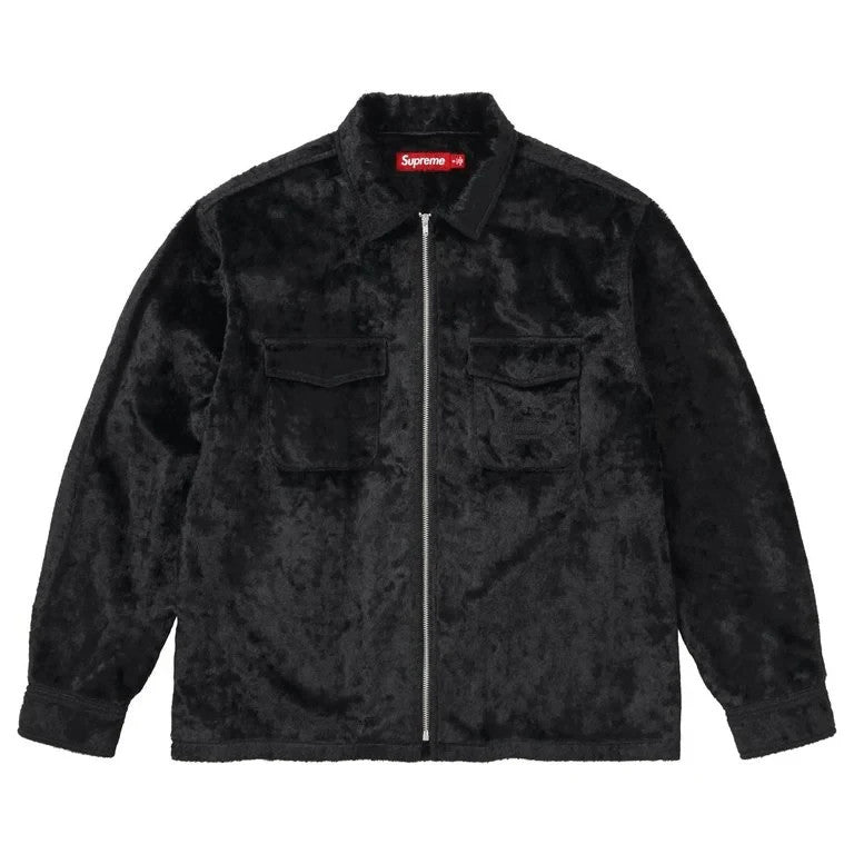 Supreme Faux Fur Zip Up Shirt Black