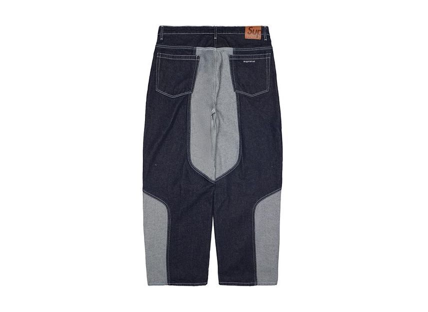 Supreme 2-Tone Paneled Baggy Jean Blue