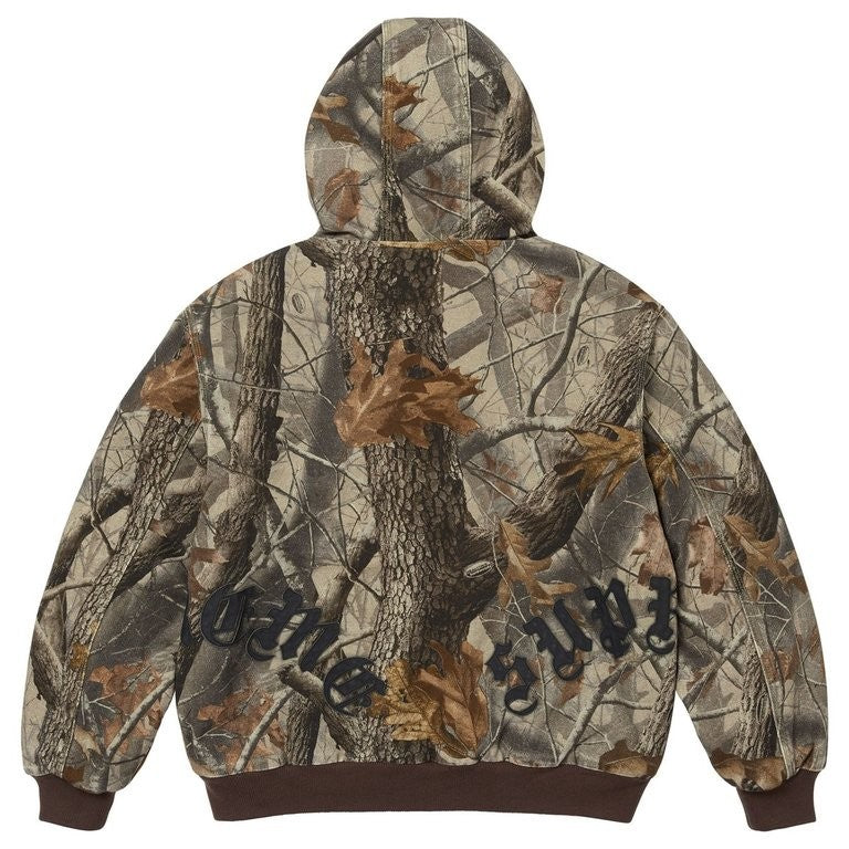 Supreme Leather Applique Hooded Work Jacket Realtree Hardwoods Camo